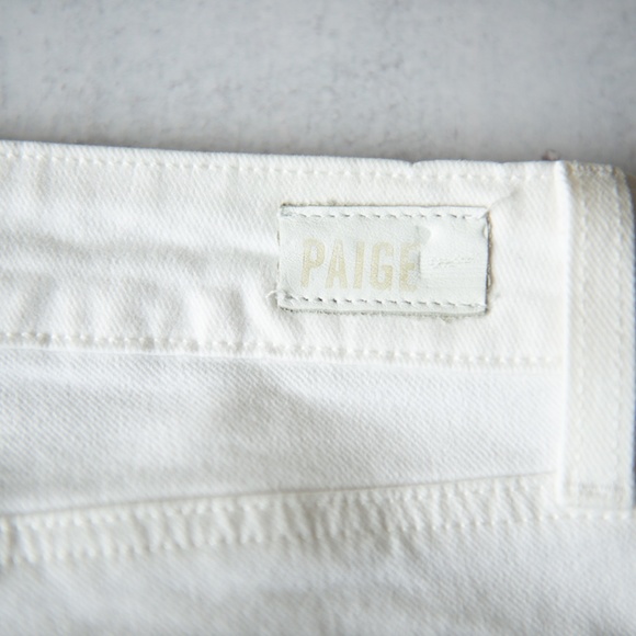 PAIGE  Skyline Crop Skinny Cuffed Hem Optic White Jeans Size 25 - Picture 4 of 12